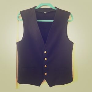 Vintage vest, gold buttons, unisex, S Men, L Women
